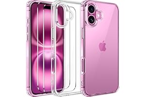 iVoler Anti Ingiallimento Chiaro Cover per iPhone 16 6.1 Pollice con 2 Pezzi Pellicola Vetro Temperato e Cornice di Installazione, [Antiurto di Grado Militare] Custodia Trasparente Sottile Case