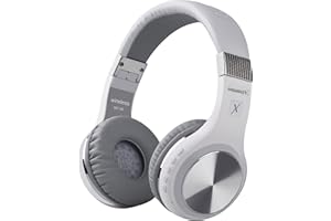 Riwbox Bluetooth-Kopfhörer, XBT-80 Faltbare, kabellose Stereo-Kopfhörer Over-Ear mit Mikrofon und Lautstärkeregelung, mit und ohne Kabel, für PC/Handys/TV (Weiße&Silber)