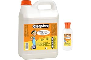 Cléopâtre - Colle blanche vinylique au format de 2 kg + 1 flacon de 100gr rechargeable