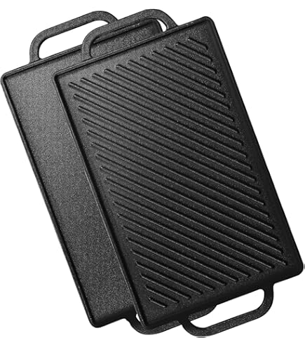 BBQ-TORO Gietijzeren grillplaat met handgrepen, 50 x 23 cm, omkeerbare grillplaat, voorgebrand