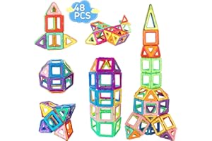 mysoler Magnetische Bausteine 48 Teile mini Magnet Spielzeug Kinder DIY Magnetspielzeug Magnet Spielzeug Lernspielzeug Geburtstag Vorschule Kinder Kleinkind Jungen Mädchen ab 3 Jahren