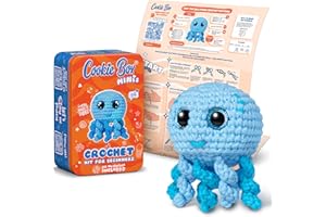 Cookie Box MINIs Crochet Kit for Beginners – Gift Set to Make Jellyfish Oxy Amigurumi Plushie – Easy DIY Crochet & Knitting Starter Kit with Printed Instructions & Step-by-Step Video Tutorial