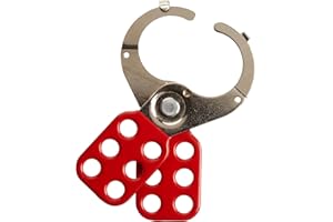 Brady 105719 Stahl-Verriegelungsschloss mit Lasche, 38 mm Innendurchmesser, rot