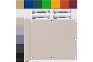 UFAMILUK tenda a vela per esterno 4x4.2m Impermeabile Rettangolare 98% Anti UV Traspirante in 200 g/m² HDPE con Corde copri frangivista per ringhiera balcone giardino esterno terrazza gazebo Taupe