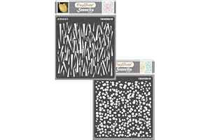 CrafTreat Pattern Stencils for Painting on Wood, Canvas, Paper, Fabric, Floor, Wall and Tile - Shards and Grimy Dots - 2 Pcs - Size: 15x15 cms - Reusable DIY Art and Craft Stencils