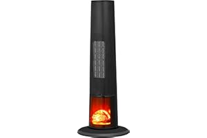 ARDES | AR4P22FP ATMO Termoventilatore Torre Ceramica Con Effetto Fiamma LED Timer 12 Ore e Telecomando Ceppo Ardente Oscillante