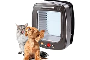 FERPLAST Klapa dla kota z mikrochipem SWING MICROCHIP DUŻE drzwi dla dużych kotów i małych psów, 4-kierunkowe sterowanie wejściem i wyjściem, obroża z mikroczipem w zestawie