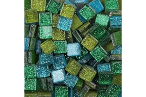 ANKTILY Mixed Color Glass Mosaic Tiles Square Glitter Crystal Mosaic Stones Glass Pieces for DIY Art Craft Decoration 200g,1x1cm(Hedgerow)