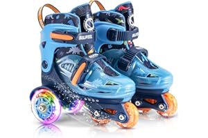 SULIFEEL Patins à roulettes Ajustables pour Filles garçons Enfants,Roues Lumineuses à Flash Amusantes Type d'équilibre à Trois Points Convient pour Les débutants Patinage à roulettes d'intérieur