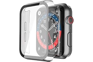 Misxi Transparent Hard Hülle Mit Glas Displayschutz Kompatibel mit Apple Watch Series SE 2 (2024) / SE/Series 6 / Serie 5 / Series 4 40mm, 2-Stück
