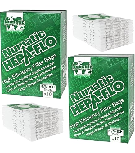 Numatic - Vacuum Cleaner Bag Numatic Hepa-flo 6 Liter Compact  10pcs Nvm1ah 604011 Numatic
