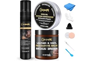 SIHOOPE Leather Repair Kit-Cleaner-Recoloring-Balm-Conditioner-Mink-Oil-for-Car-Seat-Furniture-Sofas - Better Stain Remover Leather Chair Boots Bags Shoe Vinyl Scratch Color Restorer
