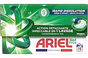 Ariel 3en1 PODS, Lessive Liquide En Capsules, 76 Lavages (4 x 19 Lavages), Élimination Impeccable Des Taches En Un Seul Lavage, Dissolution Rapide Même À Froid