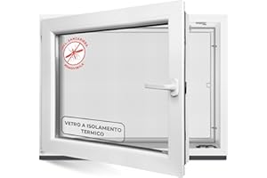 HOMMLER Finestra per cantina, 40 x 40 cm, 2 vetri, tutte le misure, finestre in plastica da 60 mm, profilo a sinistra, larghezza x altezza: 400 x 400 mm, perfetta per finestre da giardino, finestre del garage