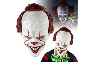 DVDGSC Horror Clown Pennywise Maske: Realistische Halloween Party Latex Gruselige Mask für Kinder Erwachsene Cosplay Kostüm Gruselige Joker Maske Gruseldekoration Requisiten