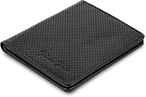 Jaimie Jacobs SLIMSTAR cienki portfel skórzany Slim Wallet portmonetka portmonetka portmonetka męska, Skóra perforowana, czarna, S, Nowoczesny
