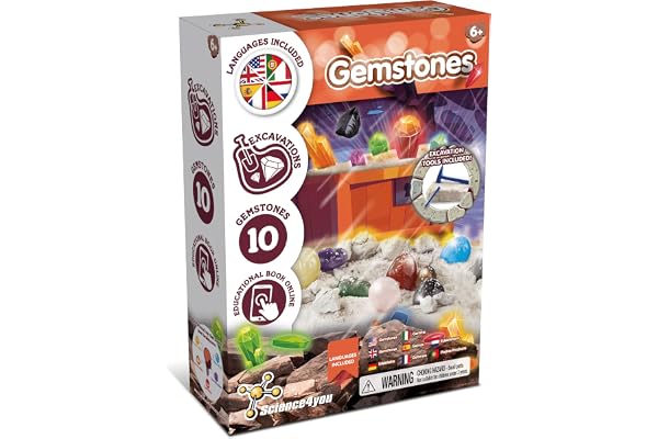 Science4you Apprenez Les Pierres Précieuses avec ce Kit de Fouille, Découvrez Tous Les Minéraux Incroyables, Un Cadeau D'archéologie pour Enfants 6 7 8 9+ Ans