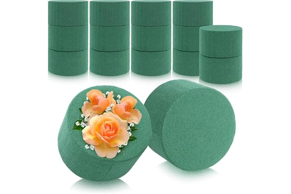 com-four® 16x Mousse Florale pour compositions Florales en Forme de Cylindre Ø 8 cm - Mousse Florale pour Fleurs fraîches - éponge Florale pour Bricolage pour Mariages, Pâques et Anniversaires