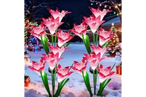 XVZ Lampes Solaires d'extérieur, Lot de 4 solaires lys Fleurs à LED avec 7 Couleurs changeantes - pour Jardin, terrasse, Cour, allée, fête, clôture de Mariage - Rose