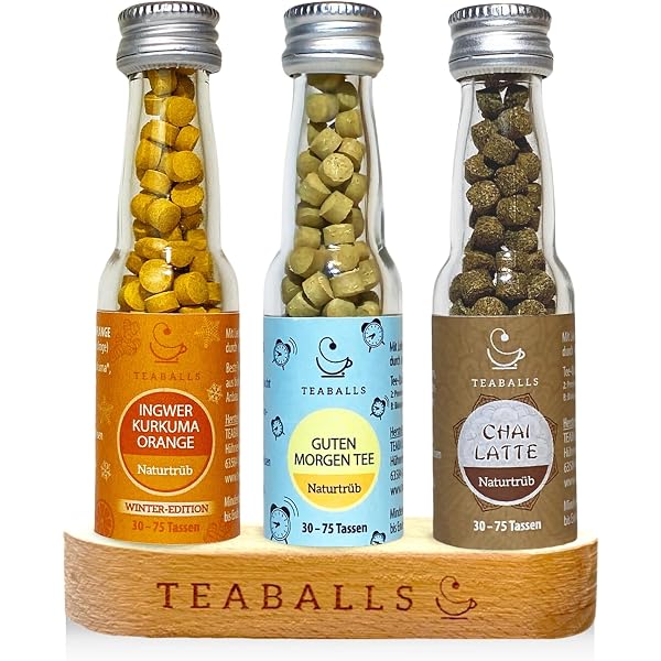 TEABALLS Rainbow Set – 5 Sorten (Himbeere, Orange, Zitrone, Minze, Wildberry) Für Ca. 200 Tassen, BIO