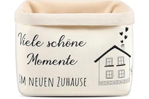 Xuniea Brotkorb Viele schöne Momente IM NEUEN ZUHAUSE Geschenk zum Umzug oder Auszug Brötchenkorb Einzugsgeschenk Brottasche Geschenkidee zum Einzug Brotkorb aus Stoff (Weiß)