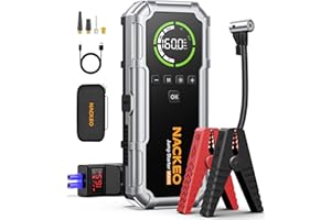NACKEO 8000A Starthilfe Powerbank mit Kompressor 160PSI, 12V Auto Starthilfe Powerbank für alle Benzin und 12L Diesel, 20000mAh Starthilfegerät mit Starthilfekabel, 600 Lumen LED-Licht und LCD-Bildschirm