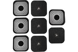 Stonenect Électrodes de rechange adhésives Clouté Réutilisables Pansements autocollants Tampons adhésifs remplacement Compatible avec Compex TENS/EMS Machines (8Pcs 5 x 5cm-3.75 mm Bouton pression)