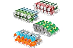BingoHive 4 Packs Clear Width Adjustable Soda Can Organiser for Fridge Expandable Soda Can Dispenser for Beer Soda Seltzer Pop Can Soda Expand Organiser for Fridge Kitchen Pantry