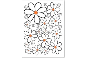 JSKWIKE 27 Pcs Pegatinas de Coche Flores Margaritas Prilblumen Tuning Pegatinas de Vidrio para Casco de Bicicleta de Motocicleta de Carrocería Divertida