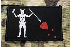 CL DISTRIBUTION Blackbeard Pirate Flag Patch (Black) Hook (Sticky) Backed Badge
