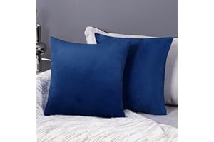 Deconovo Pack of 2 Crushed Velvet Cushion Covers 45cm x 45cm 18x18 Inches Throw Pillow Cases Plain Cushion Protectors for Chairs with Invisible Zipper Navy Blue