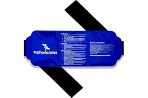EUPHORIA BLISS Hot and Cold Gel Ice Pack with Strap Reusable Flexible After Freezing 14'' x 6'' Back Neck Shoulders Jaw Wrist Legs Ankles Abdomen (Blue)