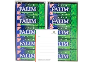 Falim Minze Kaugummi 2er Vorteilspack – Erfrischender Minzgeschmack (2 Boxen mit je 20x5er Streifen – Insgesamt 40 Streifen / 200 Stück) – Zuckerfrei + Ben's Garden Notizblock Set