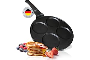 ‎ENDUSOR endusor Pancake Pfanne Spiegeleipfanne - Ø26cm mit [PowerShield]-Beschichtung | Induktion Ceran Gas Elektro | 4x Form Maker Eierpfanne, Spiegelei Liwanzen Poffertjes Blinis