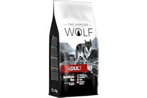 The Hunger of the Wolf Croquettes pour chiens adultes de toutes races, formule délicate avec bœuf et riz complet, 3 kg