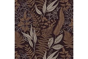 Fiula Selbstklebende Tapete Klebefolie Möbel Blätter Tropical 41cmx3M Möbelfolie Selbstklebend Braun Wanddekoration Vinyl Wasserdichte DIY Dekofolie Wohnzimmer Vintage Wallpaper