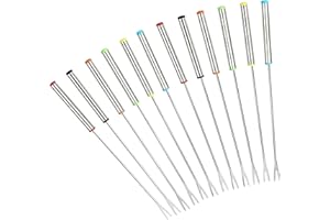 ‎GUDOQI GuDoQi Stainless Steel Fondue Fork Fruit Chocolate Fountain Cheese Forks with Heat Resistant Handle Set of 12 (Random Color)