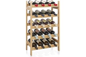 SMIBUY Botellero de bambú, Soporte para 20 Botellas, estantes de Almacenamiento Independientes de 5 Niveles para Cocina, despensa, Bodega, Bar (Natural)