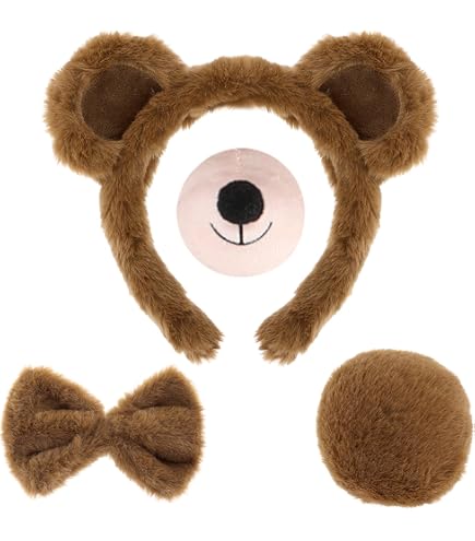 Bandeau en peluche avec oreilles d'ours pour lavage du visage