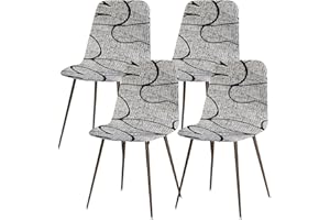 Lydevo Housse de Chaise Scandinave Extensible Lot de 4 Moderne Housse de Chaise de Salle à Manger Lavable Universel Couverture de Chaise de Cuisine Décor de Cuisine Maison,Fleur Grise