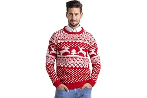 BlauerHafen Herren Weihnachts Jumper Ugly Rentier Strickpullover Winter Jumper Rundhals Langarm Xmas Christmas Sweater Größen S–XXL
