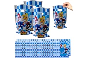 ZMRKQW 50 Pezzi Sacchettini Compleanno Bambini Sonnic, Sacchetti Regalo, Sacchetto per Caramella,Borsa di Regalo per Feste di Compleanno di Natale, Feste a Tema 25 x 16 cm