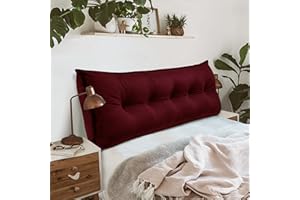‎JOHNEAR Johnear Rückenkissen für Sofa Rückenlehne Bett Lesekissen, Samt Bücherkissen Großes Lendenkissen Kopfteil Bett Kopfkissen Wandkissen Beinkissen (Rotwein，160x8x50cm)
