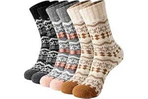BISOUSOX Calcetines de Lana Merino Mujer Calcetines Gruesos Invierno Térmicos Para Estar en Casa Deporte Regalo para Mujer Madre 3 Pares