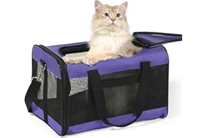 HITSLAM Trasportino Gatto, Trasportino Cane per Gatto/Gatti/Cane/Cani, Trasportino Morbido e Aereo Borsa per Animali Domestici Viaggio,Conforme agli Standard, viola (M)