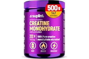 ‎SUPLINT Kreatin Monohydrat Pulver 500 g – 147 Portionen – 100 % reines Creatin Monohydrat – Mikronisierte Qualität – Vegan, Ohne Gentechnik – Sportnahrung für Kraft, Muskeln & Regeneration (1 Pack)