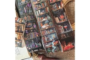 PET Washi Tape Scrapbook Zubehör,Ta Merry Scrapbooking Sticker,3 Rolls PET Magischer Bücherschrank Aesthetic Aufkleber Decorative für Bullet Journal Sticker,journaling Zubehör(Bücherschrank 2)
