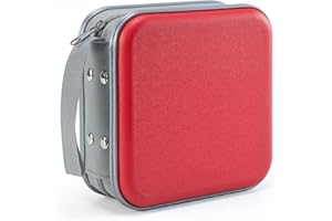 LIOVODE DVD Case, 48 Capacity CD Case Portable CD Case Holder Storage Hard Plastic DVD CD Wallet Holder Organizer for Car (Red)