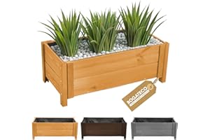 BOGATECO Bac à Fleurs Jardinière en Bois pour Extérieure | 80 x 38 cm | Pot de Fleurs Parfait pour Jardin, Terrasse & Balcon | Imprégné | Arrive Assemblé | avec Agro-Textile | Marron Chêne