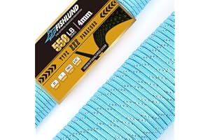 FISHLUND Odblaskowa linka spadochronowa 550 funtów, 7-żyłowa lina spadochronowa typu III, 100 stóp, 4 mm, nylonowa linka spadochronowa do biwakowania, Jezioro Błękitne